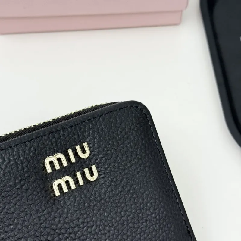 Miu Miu Black Leather Zip Wallet - Image 6