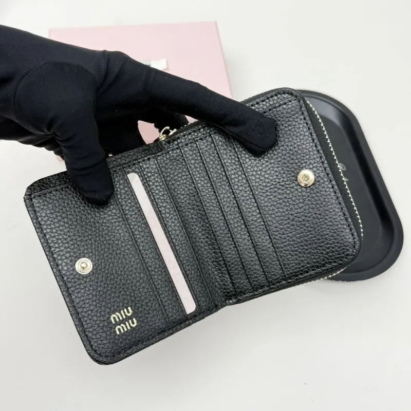 Miu Miu Black Leather Zip Wallet - Image 7