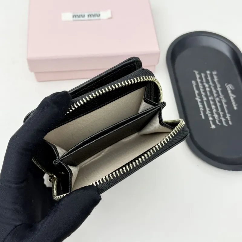 Miu Miu Black Leather Zip Wallet - Image 9