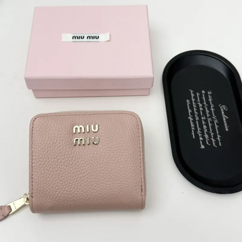 Miu Miu Pink Leather Zip Wallet