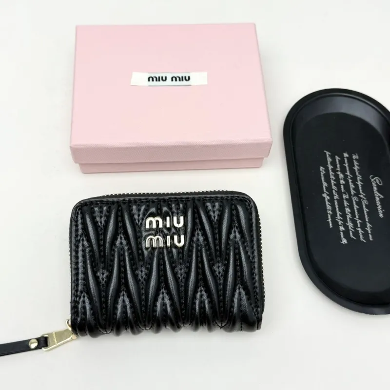 Miu Miu Black Quilted Zip Wallet