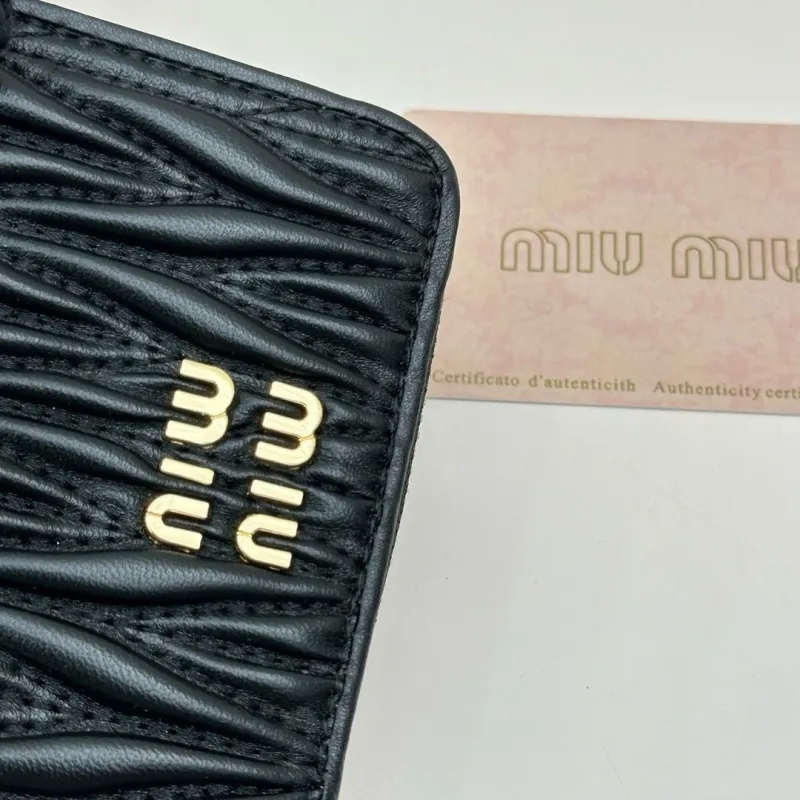 Miu Miu Black Matelassé Zip Wallet - Image 5