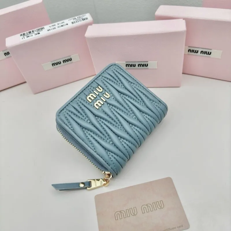 Alternative view of Miu Miu Light Blue Quilted Zip Wallet