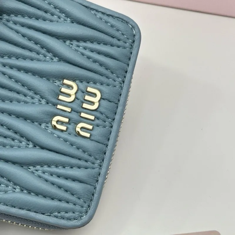 Miu Miu Light Blue Quilted Zip Wallet - Image 4