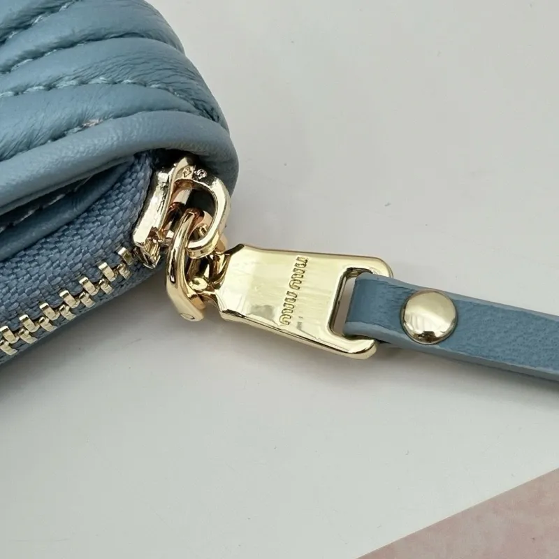 Miu Miu Light Blue Quilted Zip Wallet - Image 5