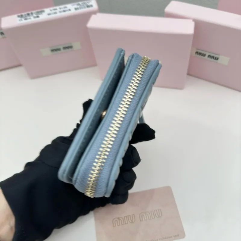 Miu Miu Light Blue Quilted Zip Wallet - Image 6