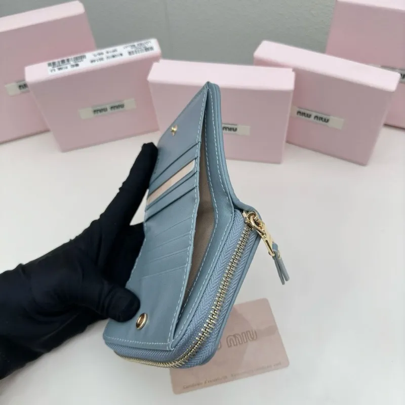 Miu Miu Light Blue Quilted Zip Wallet - Image 7