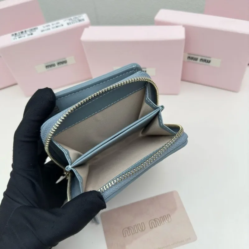 Miu Miu Light Blue Quilted Zip Wallet - Image 8