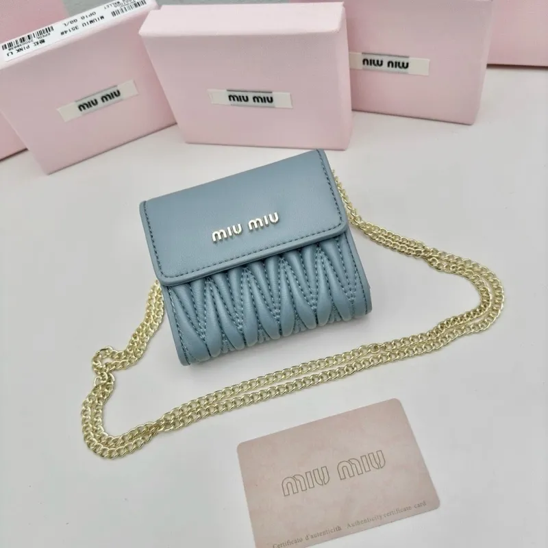 Miu Miu Light Blue Chain Wallet Bag