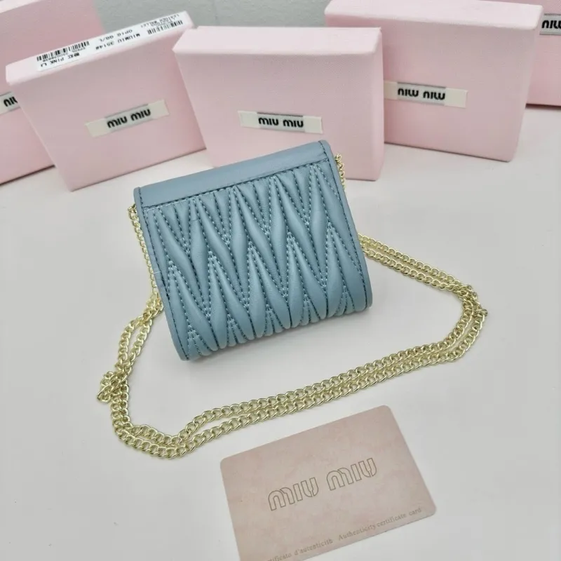Miu Miu Light Blue Chain Wallet Bag - Image 3