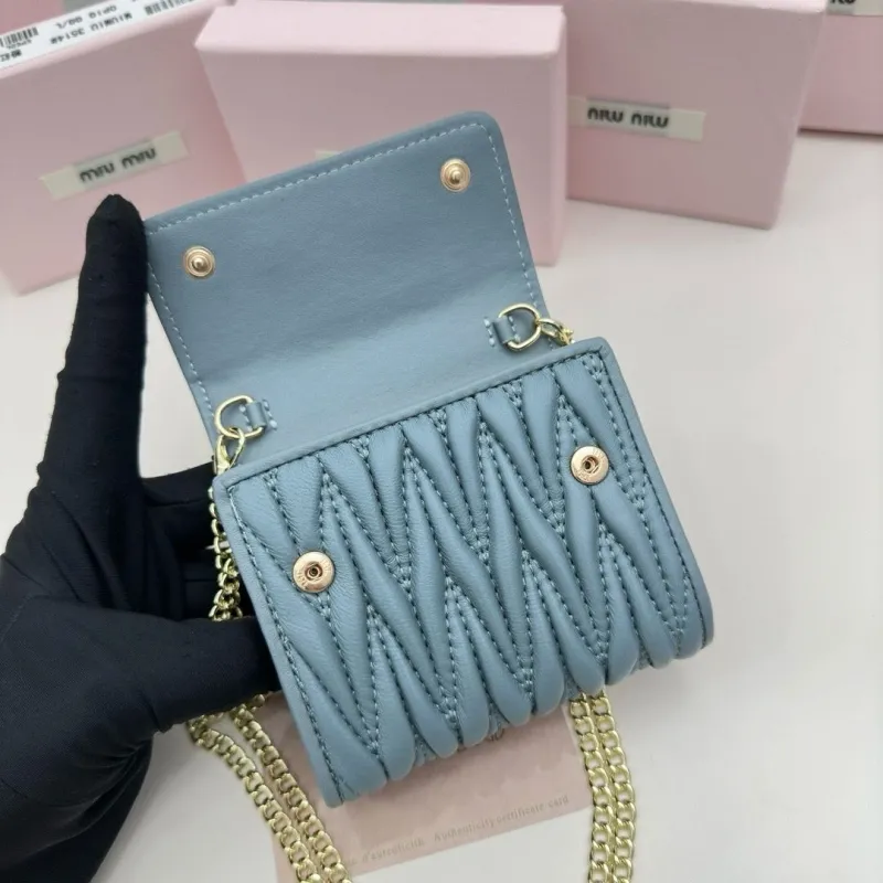 Miu Miu Light Blue Chain Wallet Bag - Image 6