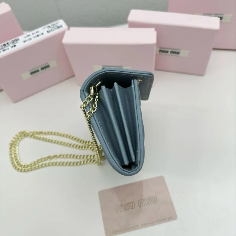 Miu Miu Light Blue Chain Wallet Bag - Image 7