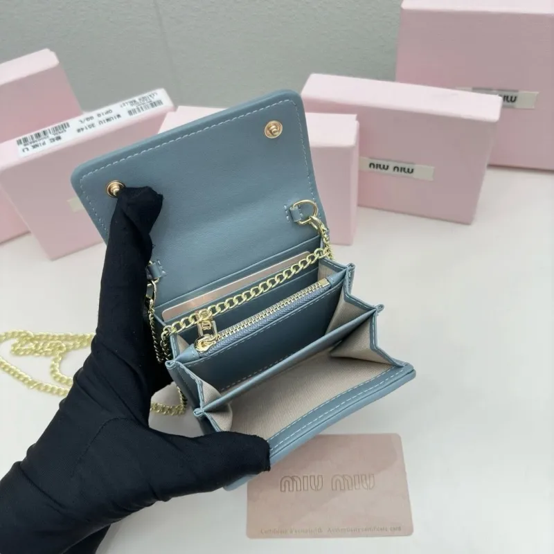 Miu Miu Light Blue Chain Wallet Bag - Image 8