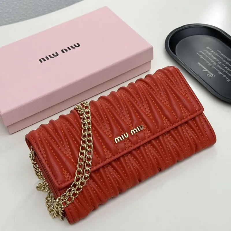 Alternative view of Miu Miu Red Quilted Chain Wallet Bag