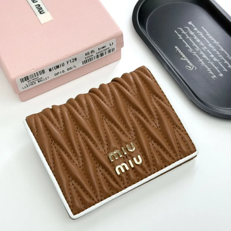 Miu Miu Brown Leather Wallet One Size