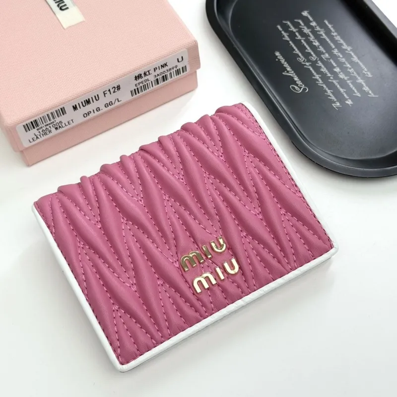 MIU MIU Pink Leather Bifold Wallet
