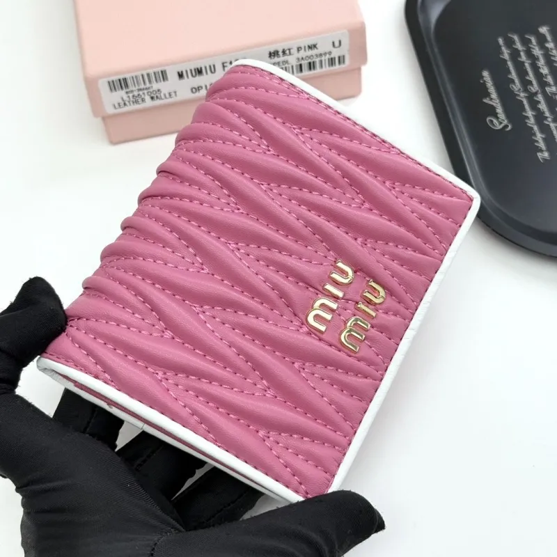 MIU MIU Pink Leather Bifold Wallet - Image 3