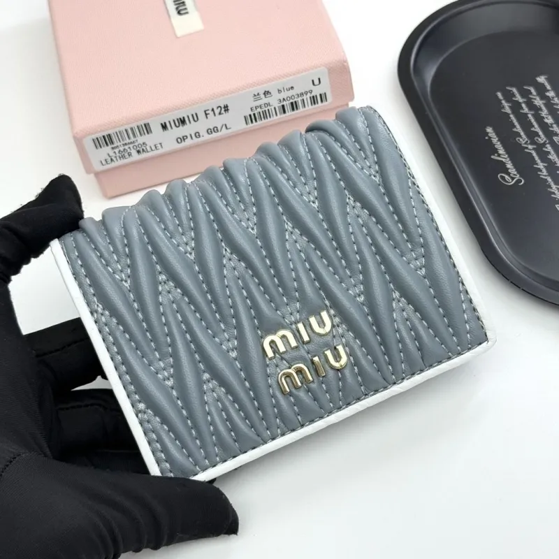 Alternative view of MIU MIU Blue Leather Wallet