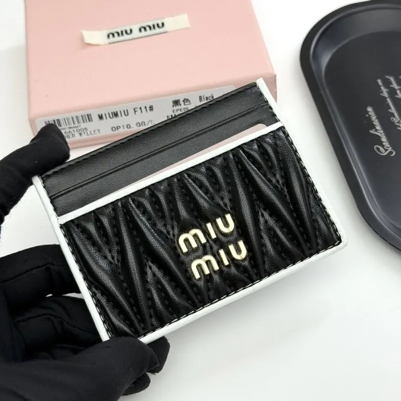 Alternative view of MIU MIU Black Leather Card Holder