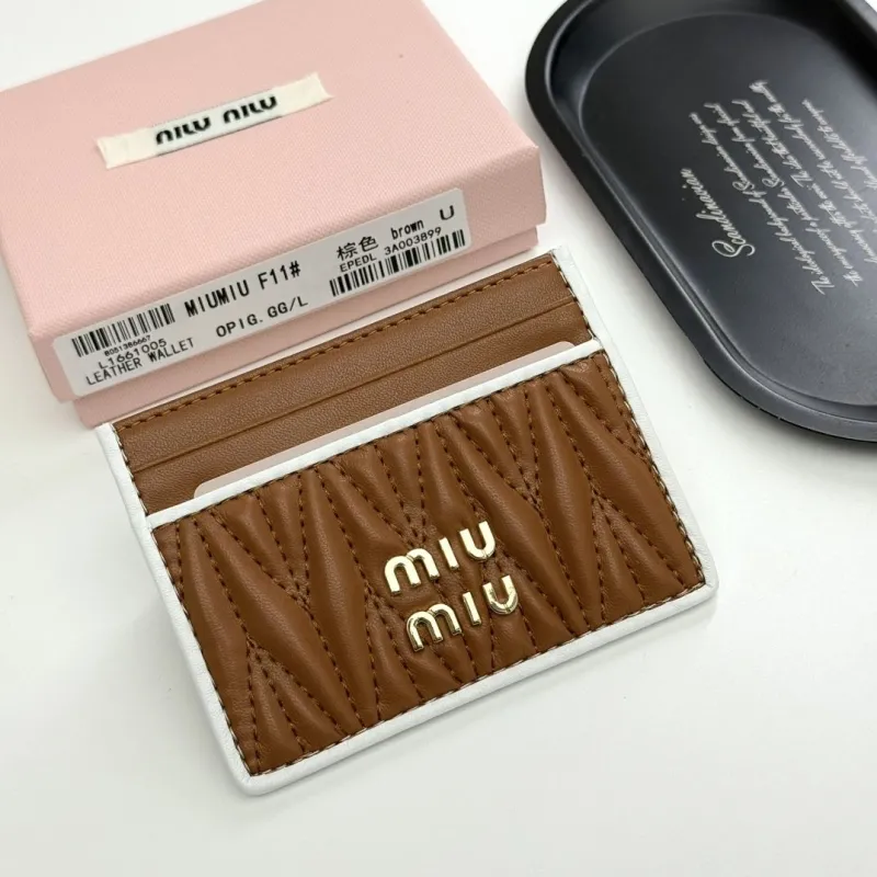 MIU MIU Brown Leather Card Holder Wallet