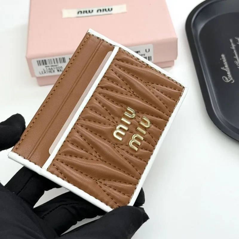 MIU MIU Brown Leather Card Holder Wallet - Image 3