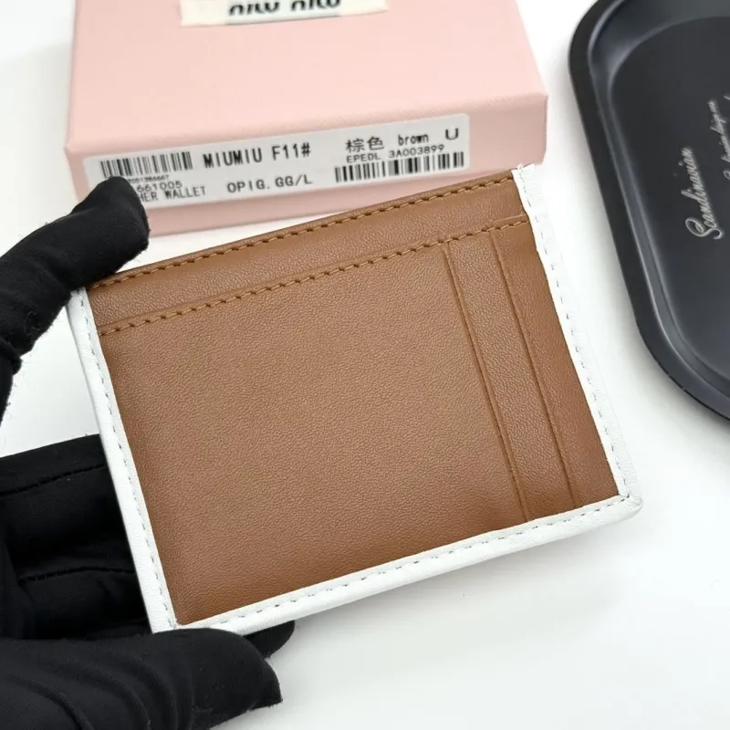 MIU MIU Brown Leather Card Holder Wallet - Image 4
