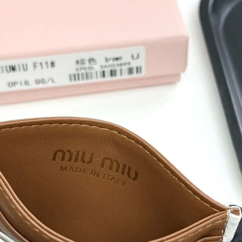 MIU MIU Brown Leather Card Holder Wallet - Image 7