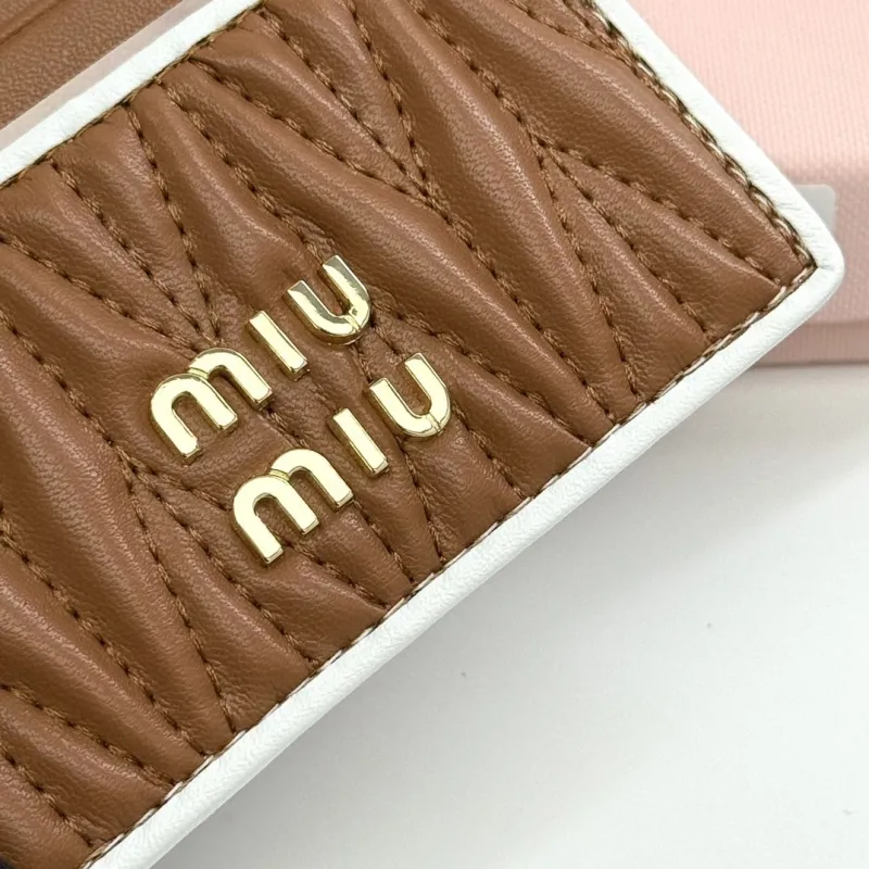 MIU MIU Brown Leather Card Holder Wallet - Image 8