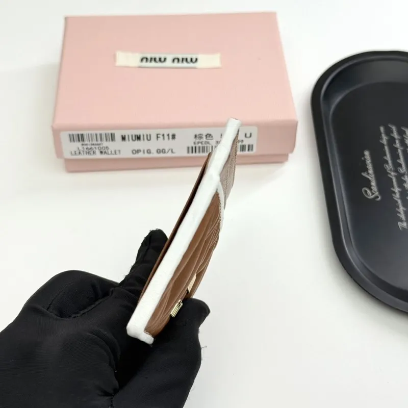 MIU MIU Brown Leather Card Holder Wallet - Image 9