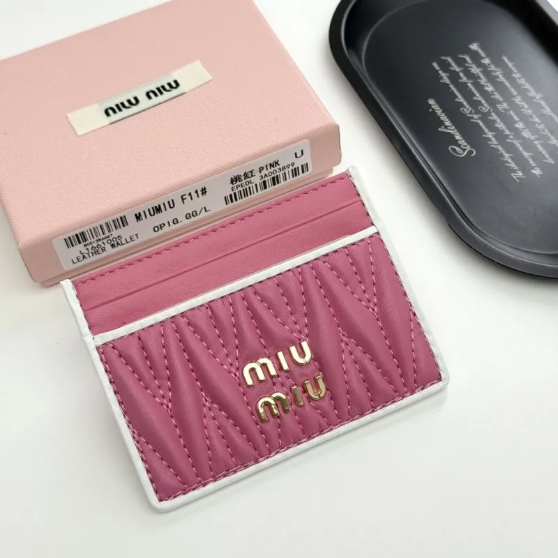 MIU MIU Pink Leather Card Holder Wallet