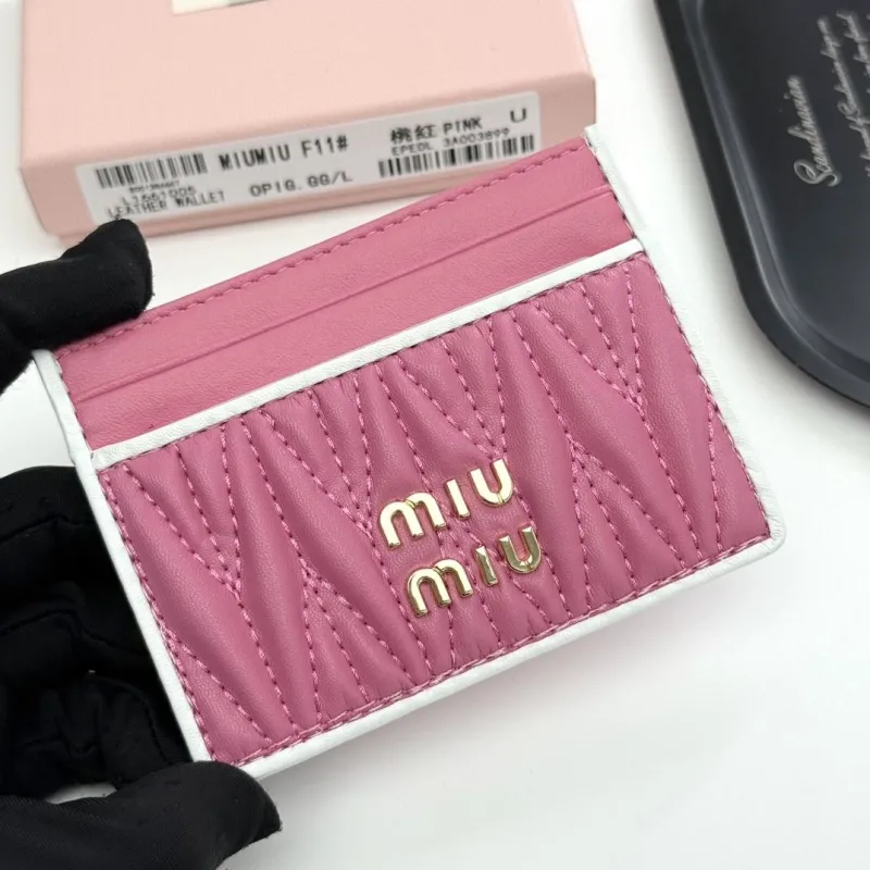 Alternative view of MIU MIU Pink Leather Card Holder Wallet