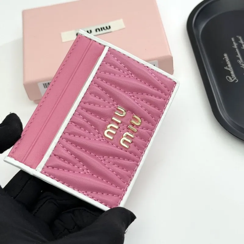 MIU MIU Pink Leather Card Holder Wallet - Image 3