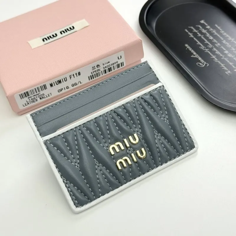 Miu Miu Gray Leather Card Holder Wallet