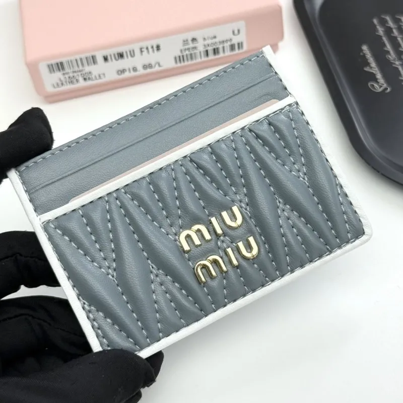 Alternative view of Miu Miu Gray Leather Card Holder Wallet