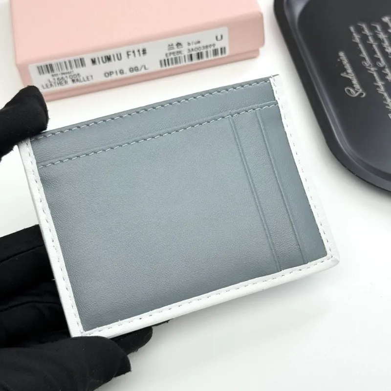 Miu Miu Gray Leather Card Holder Wallet - Image 4