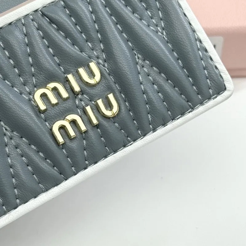 Miu Miu Gray Leather Card Holder Wallet - Image 5