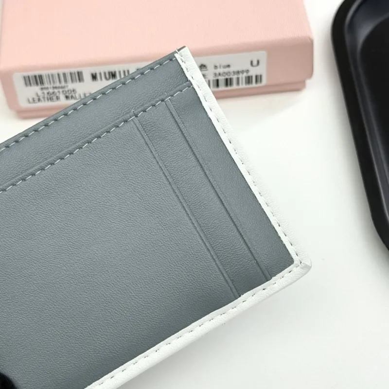 Miu Miu Gray Leather Card Holder Wallet - Image 7