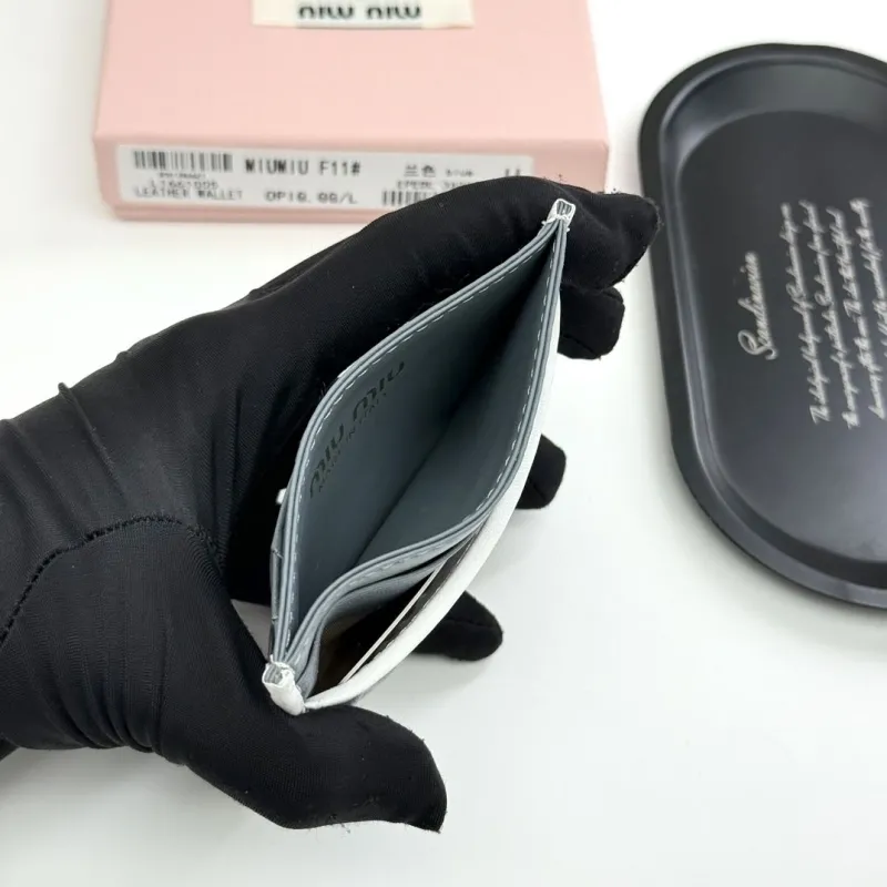Miu Miu Gray Leather Card Holder Wallet - Image 8