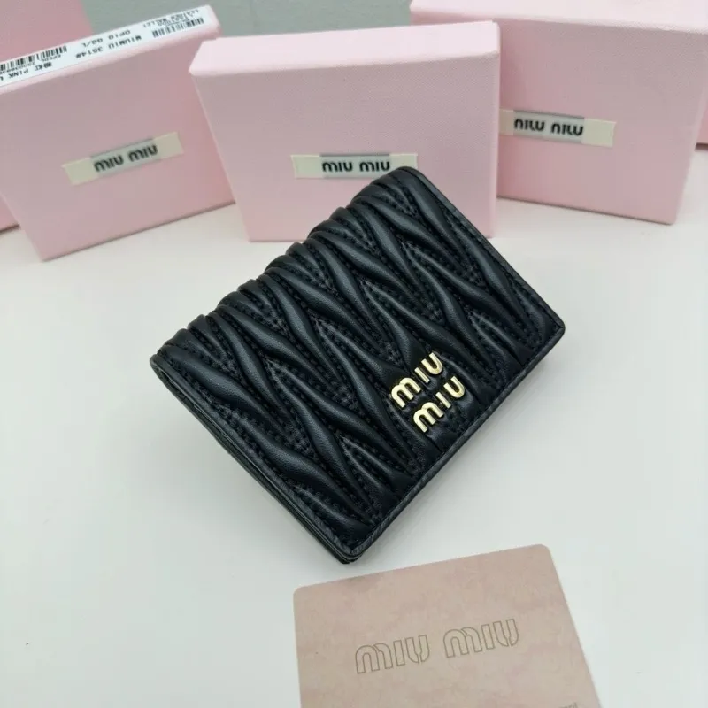 Alternative view of Miu Miu Black Matelassé Compact Wallet