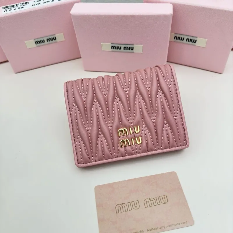 Miu Miu Pink Compact Leather Wallet