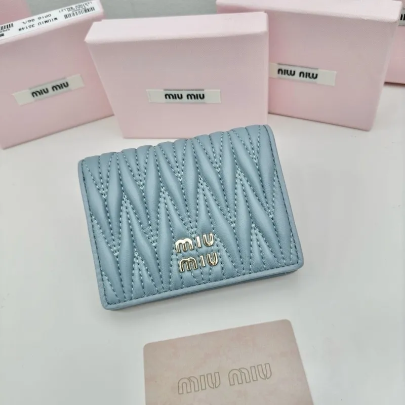 Miu Miu Light Blue Quilted Wallet