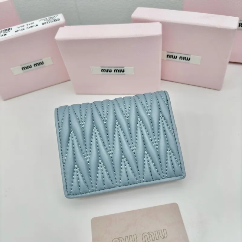 Miu Miu Light Blue Quilted Wallet - Image 3
