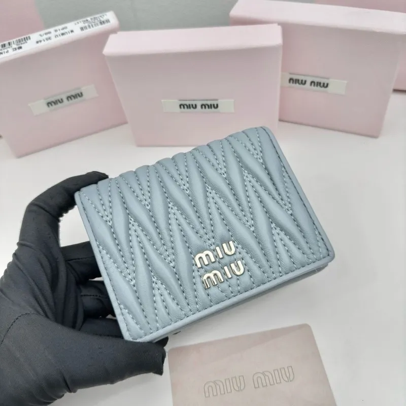 Miu Miu Light Blue Quilted Wallet - Image 4