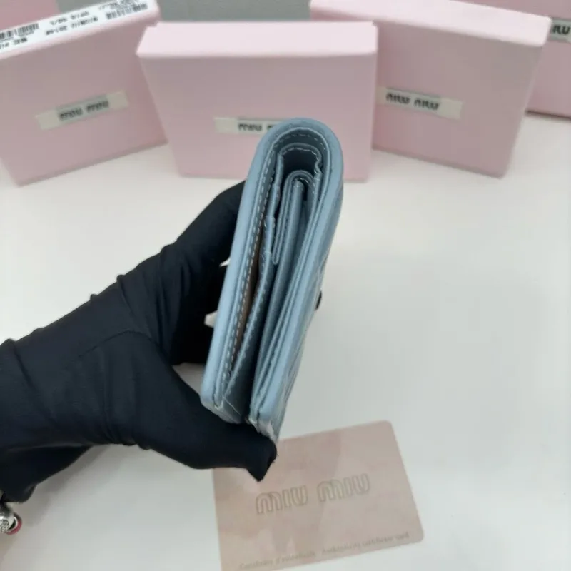 Miu Miu Light Blue Quilted Wallet - Image 5