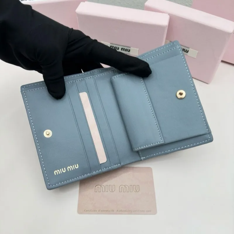 Miu Miu Light Blue Quilted Wallet - Image 7