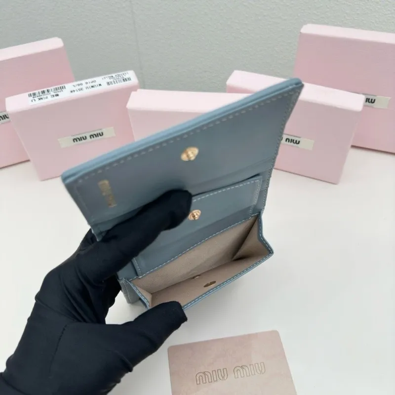 Miu Miu Light Blue Quilted Wallet - Image 9