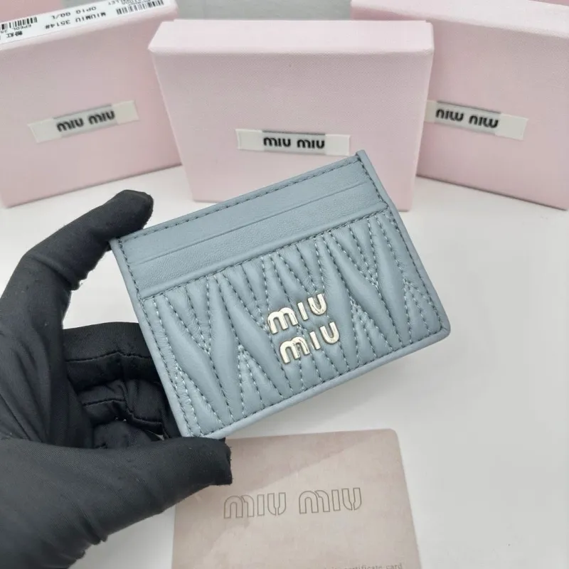 Miu Miu Light Blue Quilted Card Holder