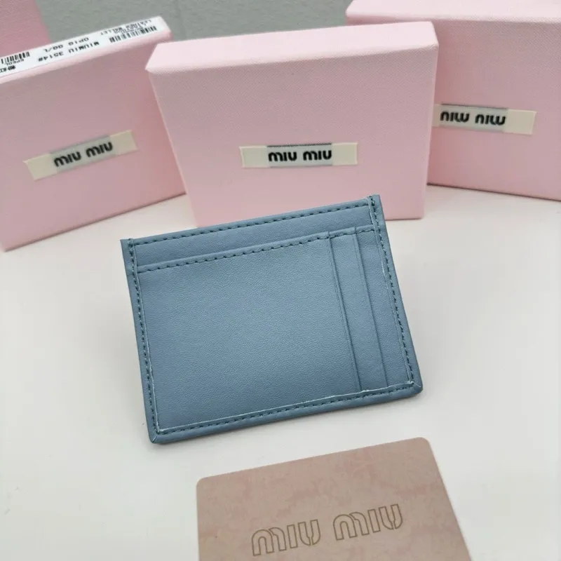 Miu Miu Light Blue Quilted Card Holder - Image 4