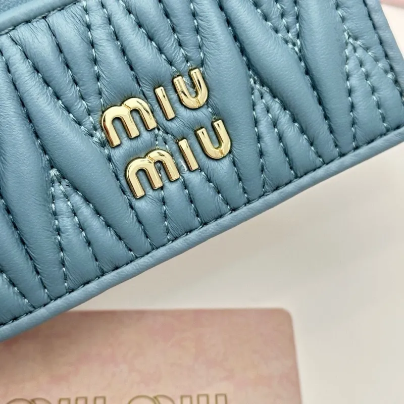 Miu Miu Light Blue Quilted Card Holder - Image 5