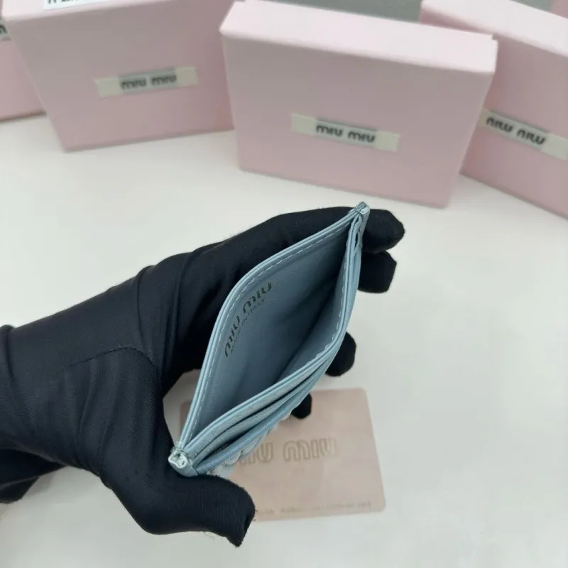 Miu Miu Light Blue Quilted Card Holder - Image 7